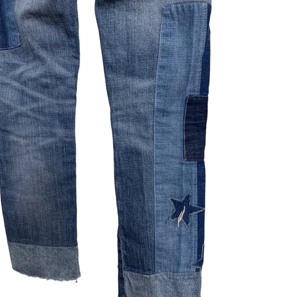 POLO RALPH LAUREN WAVERLY PATCHWORK STRAIGHT CROPPED BLUE DENIM JEANS - Picture 13 of 16